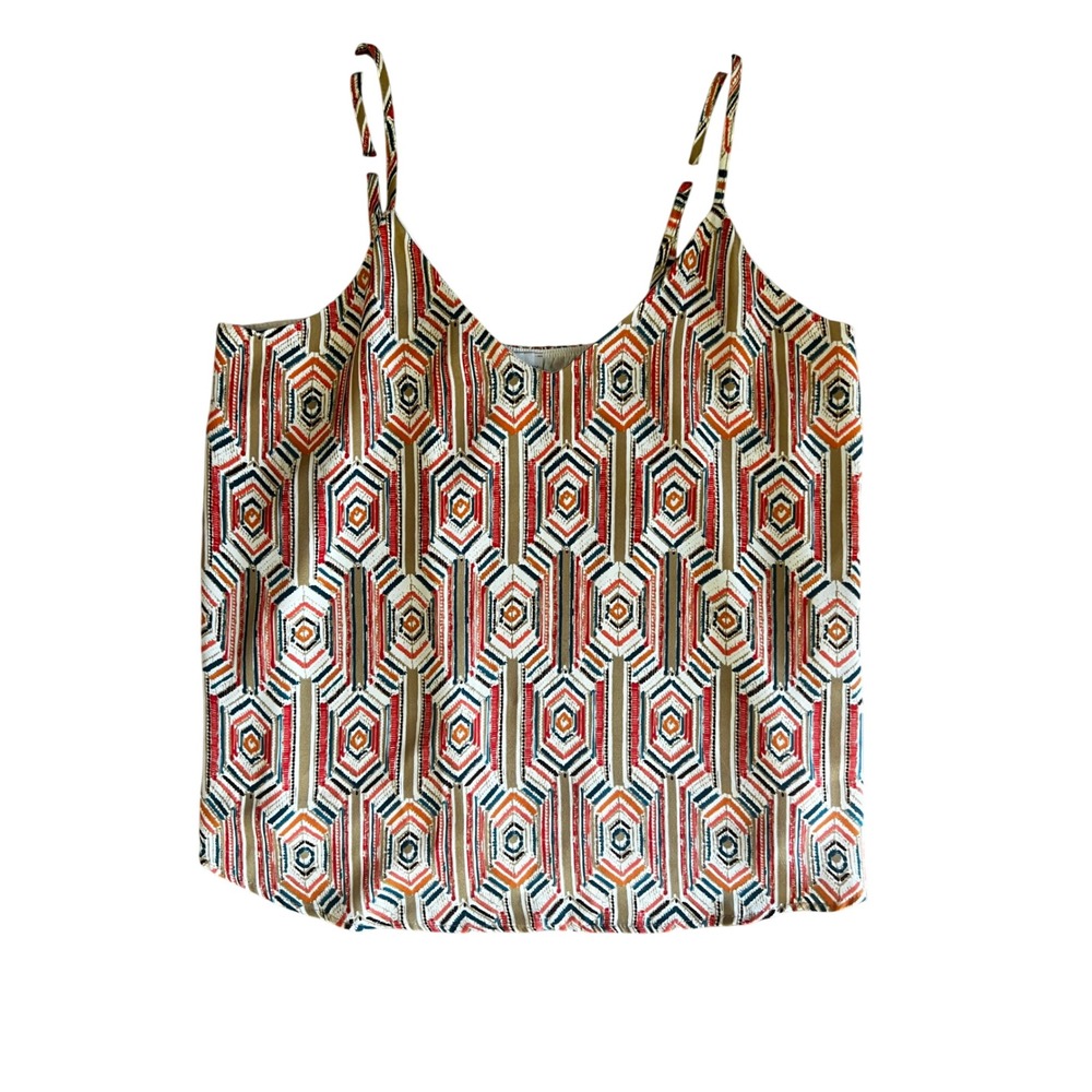 Allison Joy Geometric Print Tank Top Size Medium Festival Art Deco Boxy